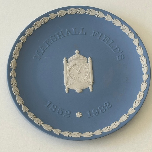 Marshall Field'S Other - Marshall Fields 1852 - 1982 Commemorative Plate Blue Clock Design - Wedgwood